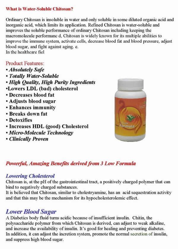 water-soluble chitosan, lower cholesterol and blood sugar